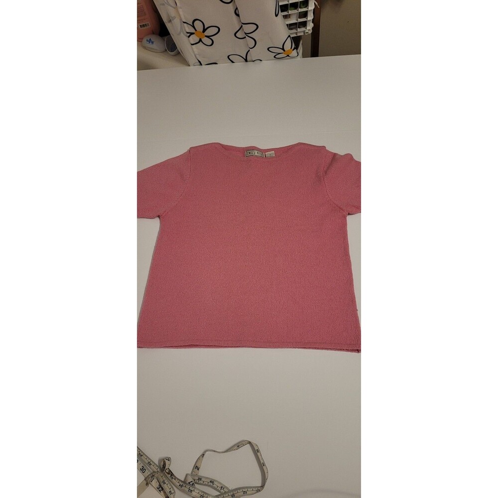 Emily Rose Womens Medium Dusty Pink Ribbed Knit Short Sleeve Sweater Top M #104